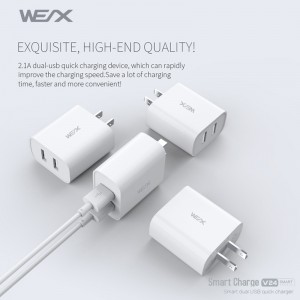 WEX - V24 듀얼 USB 여행 충전기, 벽 충전기, 전원 어댑터