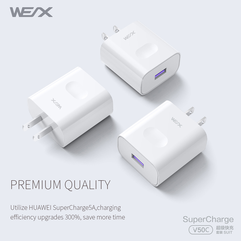 WEX-V50C 22.5W HUAWEI 초고속 충전 전원 어댑터, 벽 충전기, 여행용 충전기와 5A 케이블