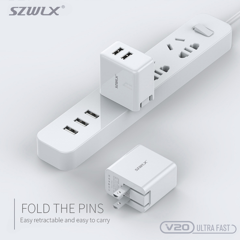 WEX V20 쌍 USB 벽장 충전기, 폴더 플러그인, 아이폰x /8 /7 /6s /plus, iPad Air 2 /Mini 3, 갤럭시S7 /S6 /S6 Edge, 주 5 및 더 많은 흰색