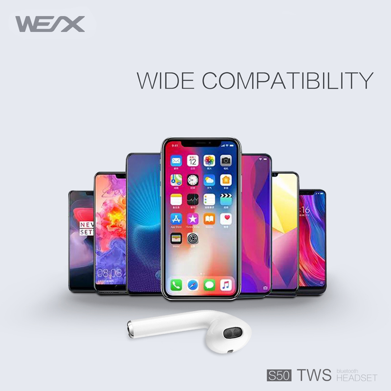 WX S50 무선 이어폰, 진정한 무선 스테레오 이어폰, 블루투스 5.0 이어폰