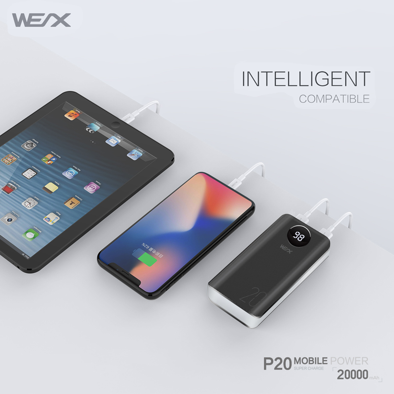 WEX P20 파워 뱅크 문제, A + 등급 배터리 코어로 출장이나 출장 중에 쉽게 휴대 할 수 있습니다.